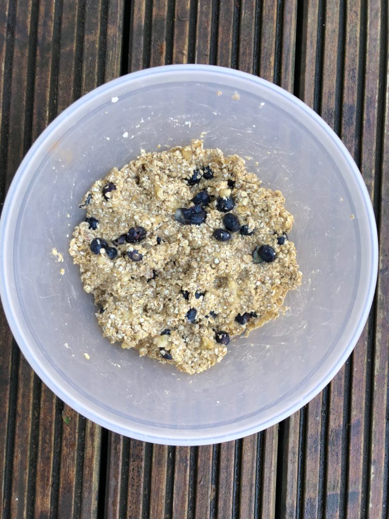 Combine all ingredients - whilst gently cracking the blueberries a little