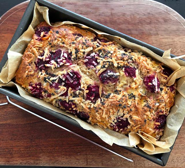 Ava’s Raspberry Coconut Breakfast Loaf