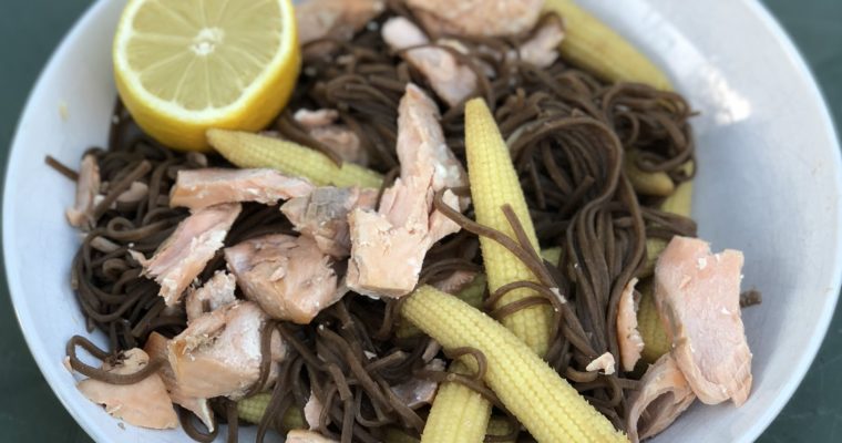 Salmon Soba Noodles (4 Ingredients)