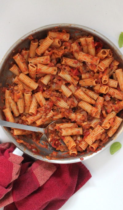 Tomato and eggplant penne