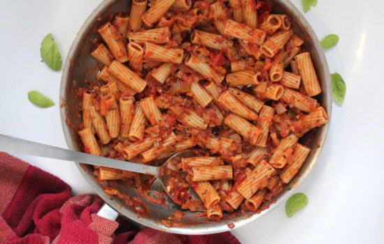 Tomato and eggplant penne