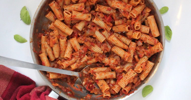 Tomato and eggplant penne